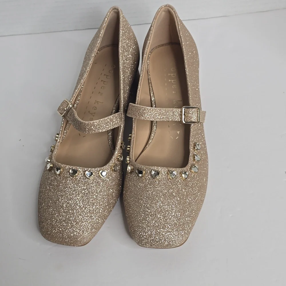 Copper Key Cece Sparkle Heart Mary Jane Pumps Girls 4M